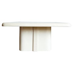 Postmodern Casted Stone Faux Marble Cream and Beige Coffee Table
