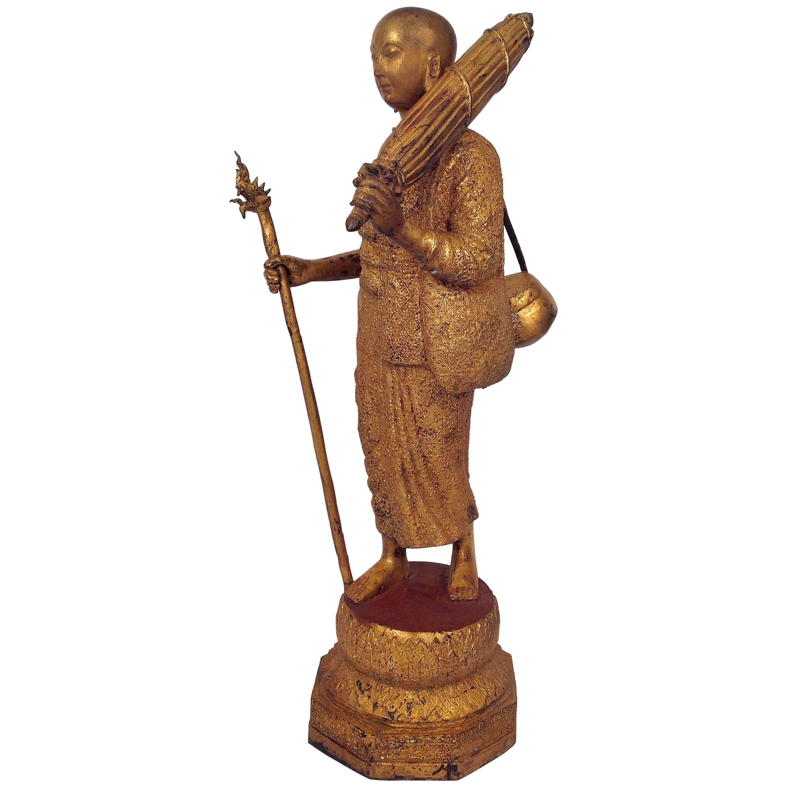 Solid Cast Bronze Traveling Monk For Sale