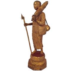 Solid Cast Bronze Traveling Monk