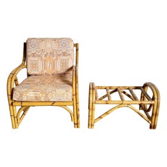 Boho Chic Bamboo Lounge Chair With Ottoman
