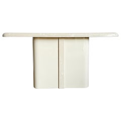 Vintage Postmodern Casted Cream Faux Marble Console Table