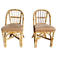 Vintage Boho Chic Bamboo Dining Chairs - a Pair