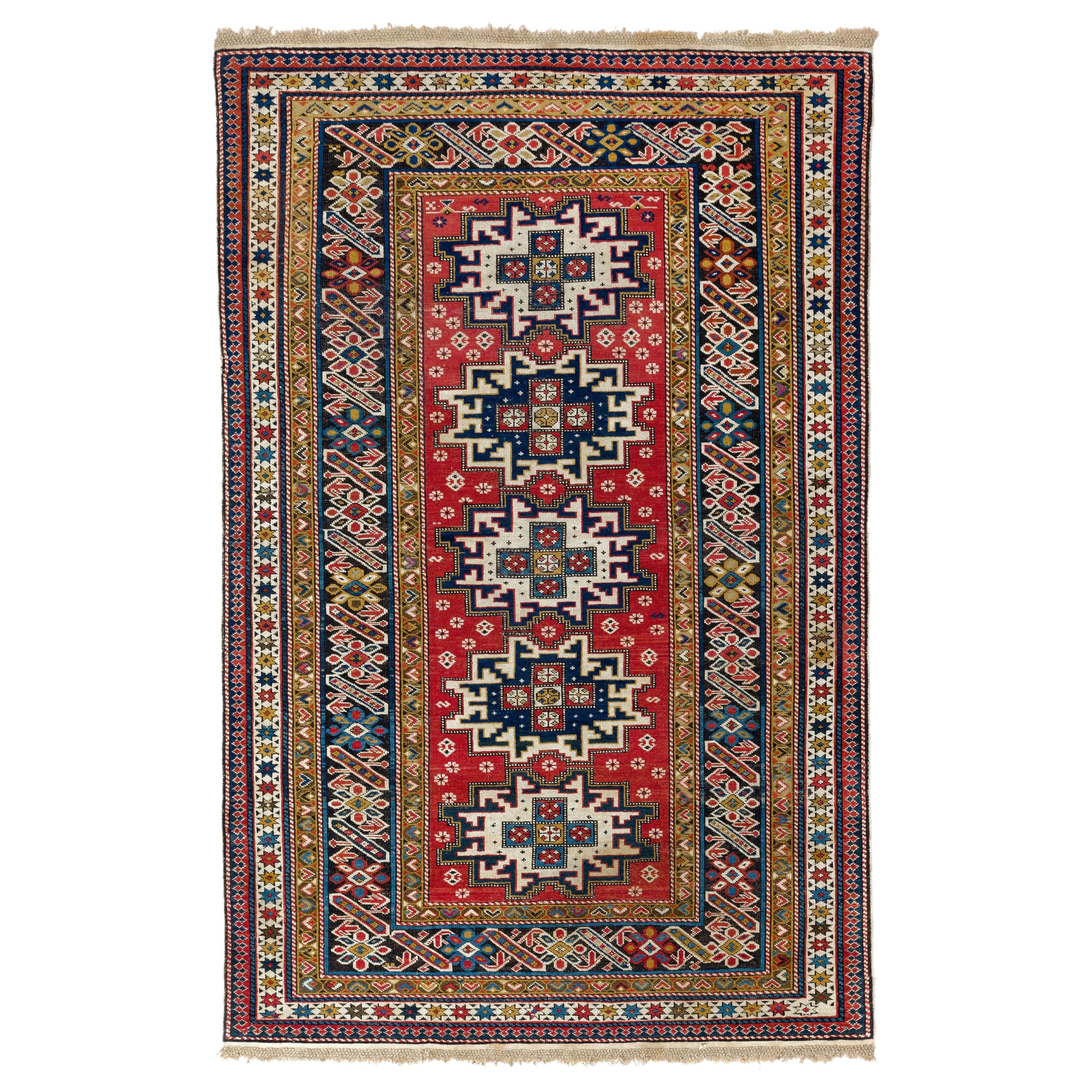 4x6.3 ft Antique Caucasian Chi Chi Shirvan Rug. Rare Collectors Carpet For Sale
