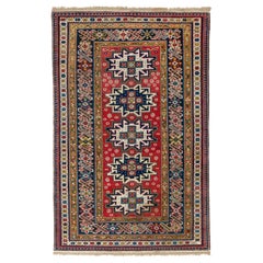 4x6.3 ft Antique Caucasian Chi Chi Shirvan Rug. Rare Collectors Carpet