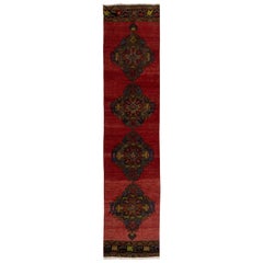 2.5x11.3 ft Vintage Handmade Turkish Tribal Style Wool Runner Rug for Hallway