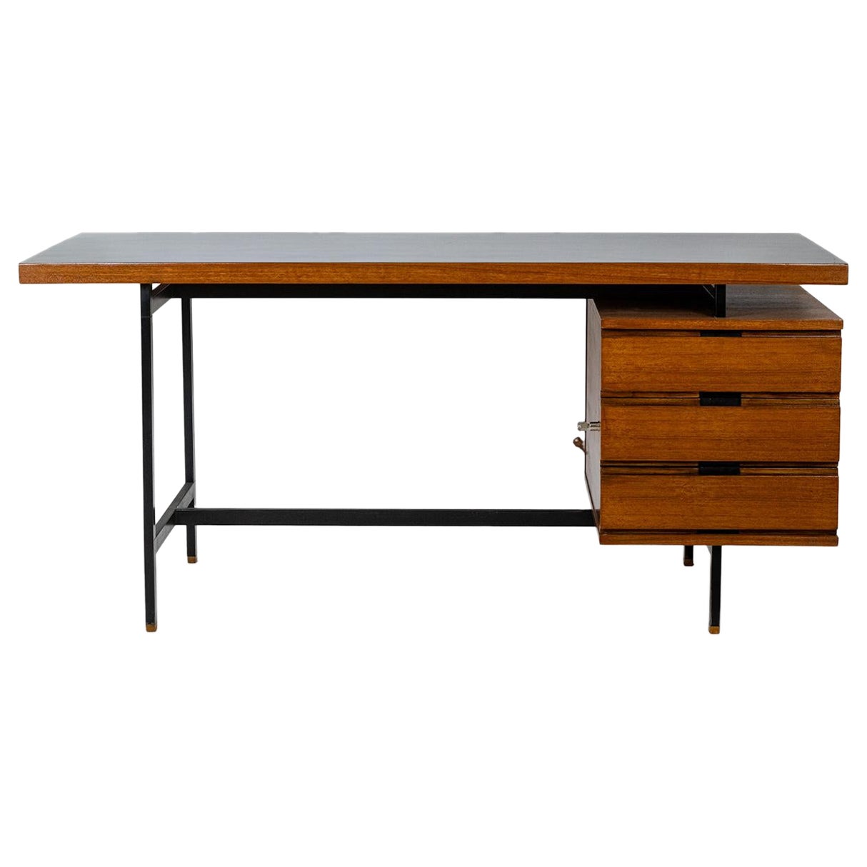 Pierre Guariche. Desk in teak and lacquered metal. 1960s. LS56631534M For Sale