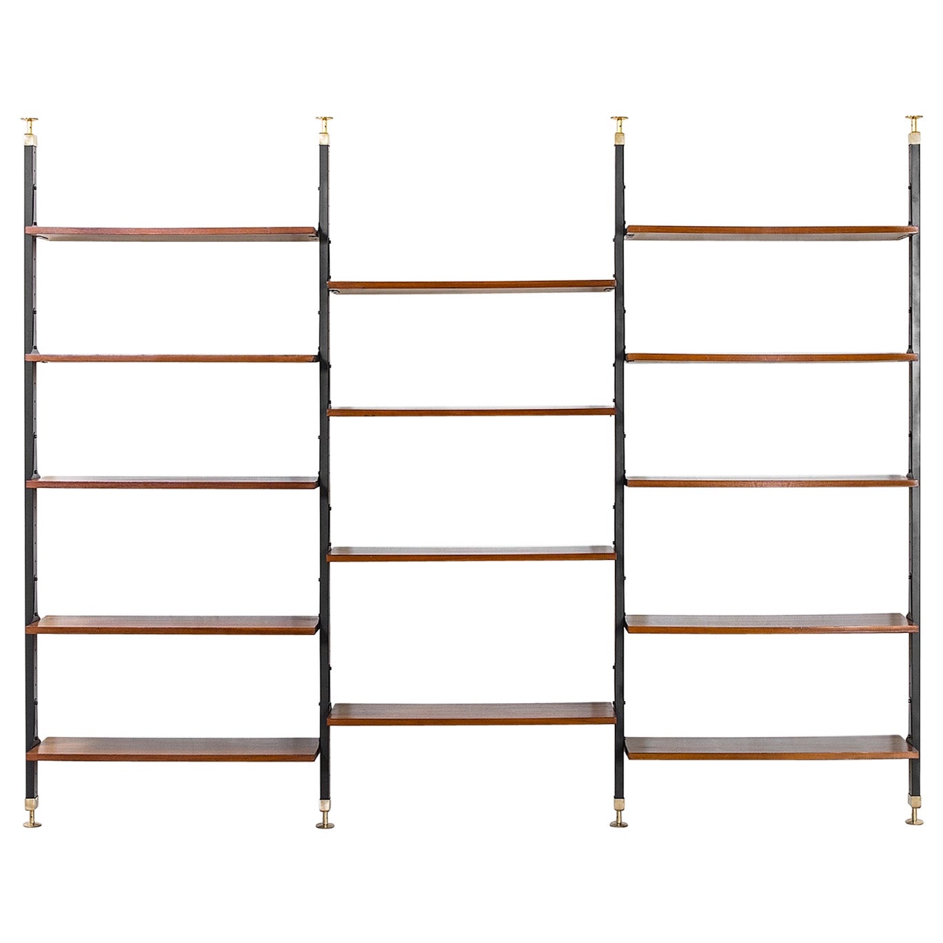 Wand Bücherregal mit verstellbaren Einlegeböden aus italienischer Produktion des 20. Jahrhunderts, 60er Jahre