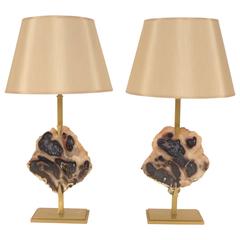 Pair of Agate Table Lamps, Custom Made 11