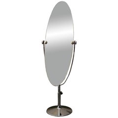 Vintage Oval Double-sided Floor Standing Mirror, Italy 1970s