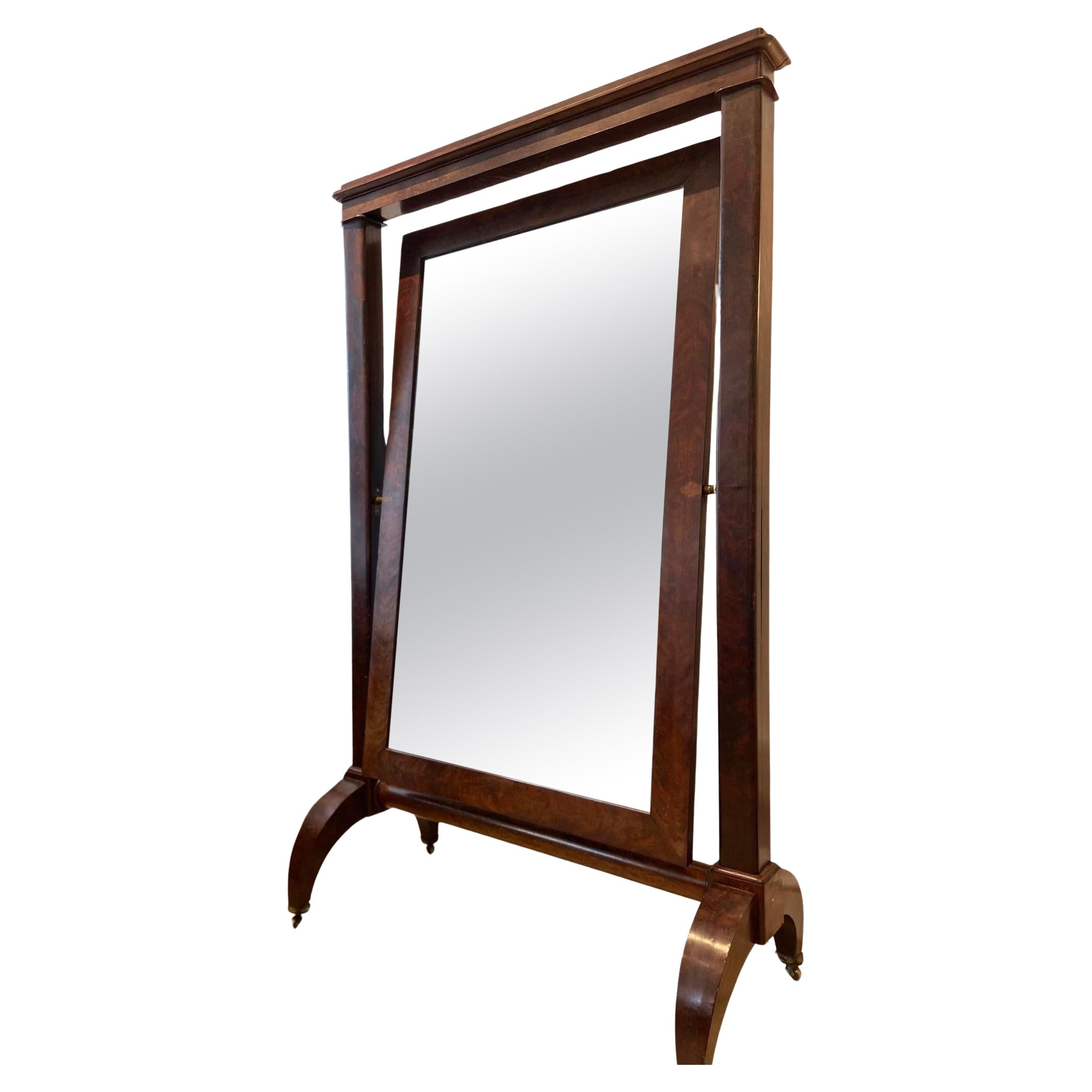 Antique 19th Century Cheval Floor Standing Mirror  For Sale
