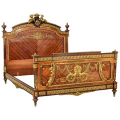 Used Bed. Wood, gilded bronze, metal. QUIGNON FILS. Paris, France, ca late 19th cent.