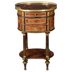 Bedside table. Woods, bronze, marble. QUIGNON FILS. Paris, France, 19th c.