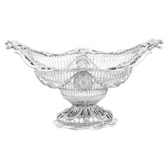 Antiguo Plato Frutero / Bon Bon Edwardian de Plata de Ley (1901)