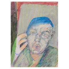 Vintage Hans Christian Rylander. Colored pencil on paper. Portrait of a man.