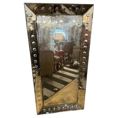 Vintage Impressive Large Distressed Rectangular Bubble Mirror