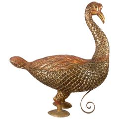 Retro Javanese Hand-Carved Polychromed Bird