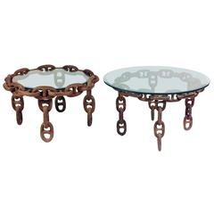 Pair of Coney Island Ferry Chain Tables