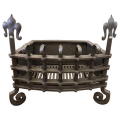 Antique A Cast And Wrought Iron Fire Grate Fire Basket 