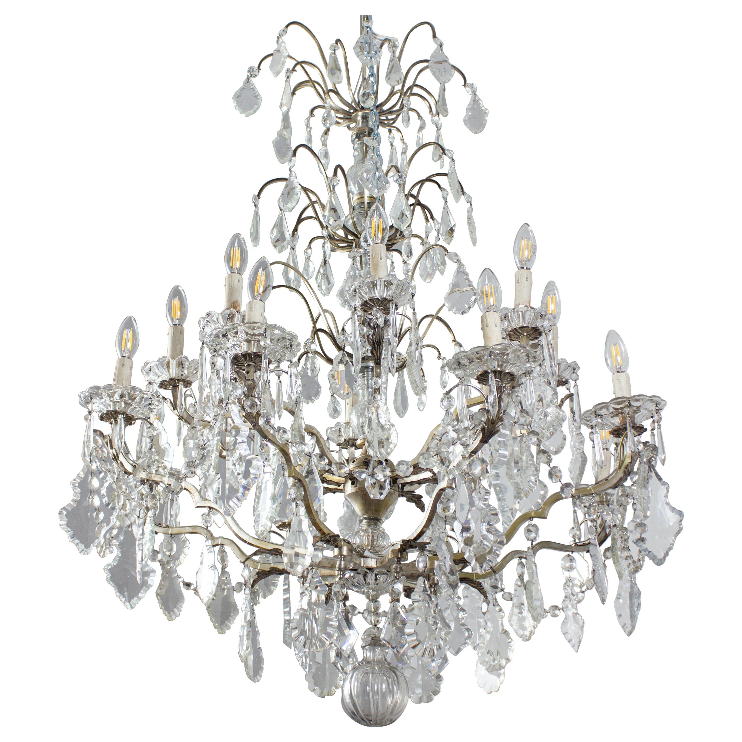 French Cut- Crystal  16 Light Chandelier, 19th Century For Sale