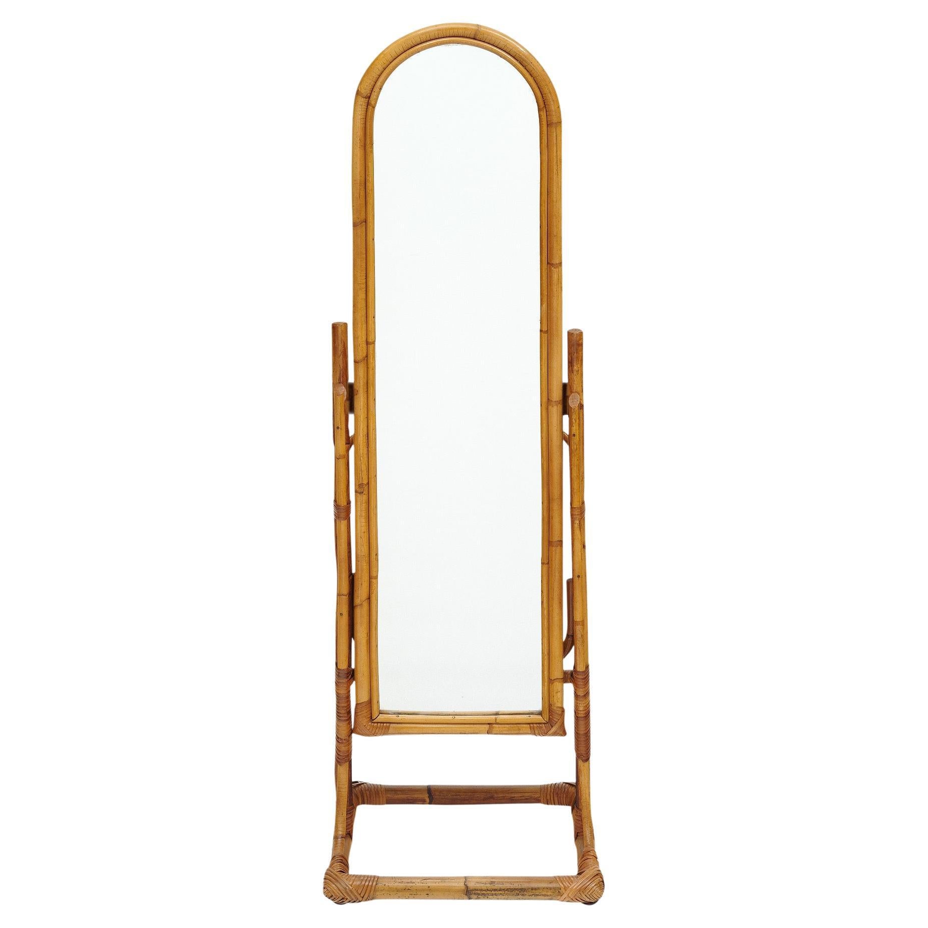 French Vintage Bamboo Mirror For Sale