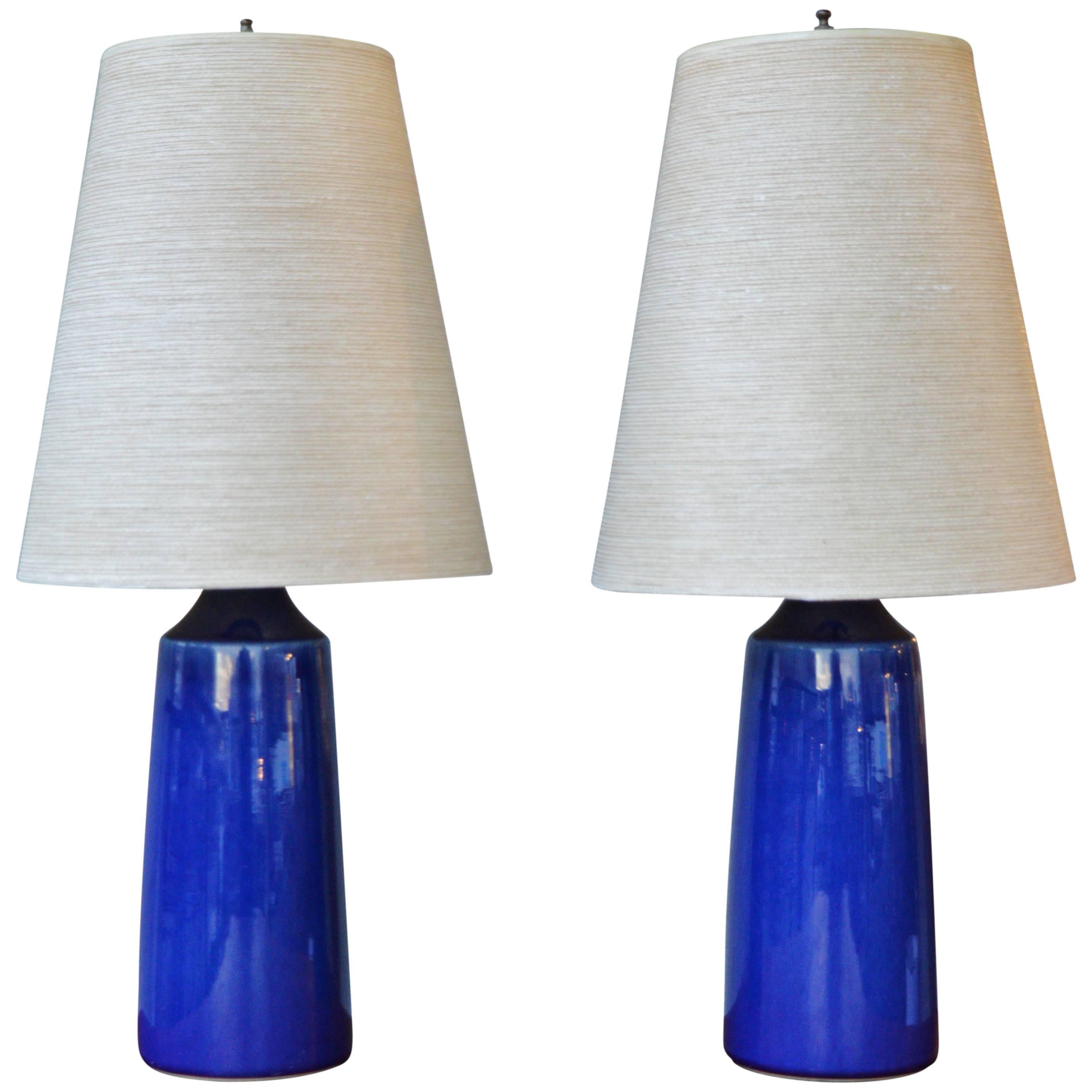 Hot Pair Cobalt Blue Lotte Lamps Original Shades