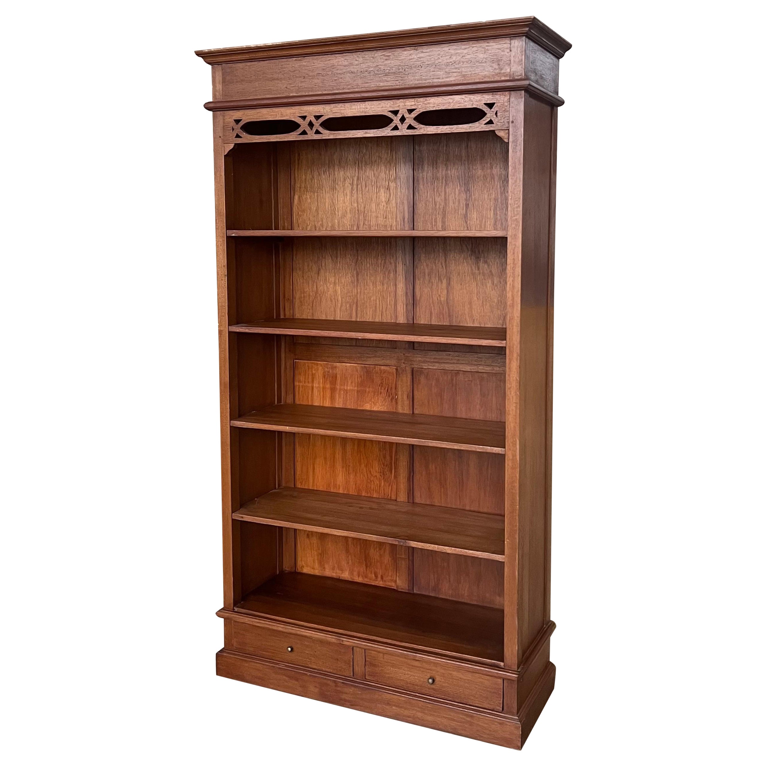 19th Solid Oak Bookcase or Etagere with Five Shelves For Sale