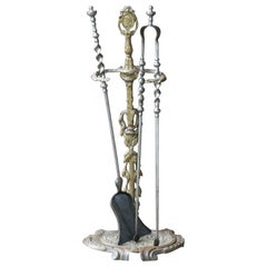 Set di strumenti per caminetto francese Napoleone III del XIX secolo