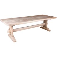 Antique Washed Oak Country French Trestle Table