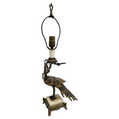 Aesthetic Movement Bronze Peacock Table Lamp
