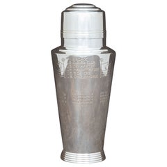 Vintage Large Silver Plated Recipe Cocktail Shaker by Keith Murray, circa 1935
