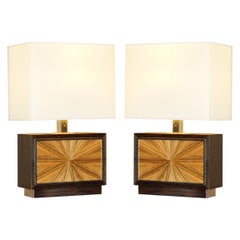 EXQUISITE PAIR OF DAVID LINLEY CHELSEA TABLE LAMPS WITH DIMMER SWITCHEs