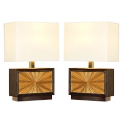 EXQUISITE PAIR OF DAVID LINLEY CHELSEA TABLE LAMPS WITH DIMMER SWITCHEs