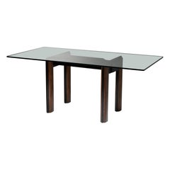 Mesa "Bicolore", tapa de cristal de Luigi Caccia Dominioni para Azucena, Italia, años 80