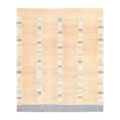 Magnifique tapis Kilim d'inspiration scandinave moderne de petite taille carrée de 3' x 3'6".