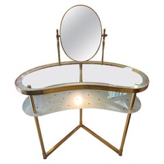 Elegant dressing table/vanity with lighting designed by Luigi Brusotti 1950s
