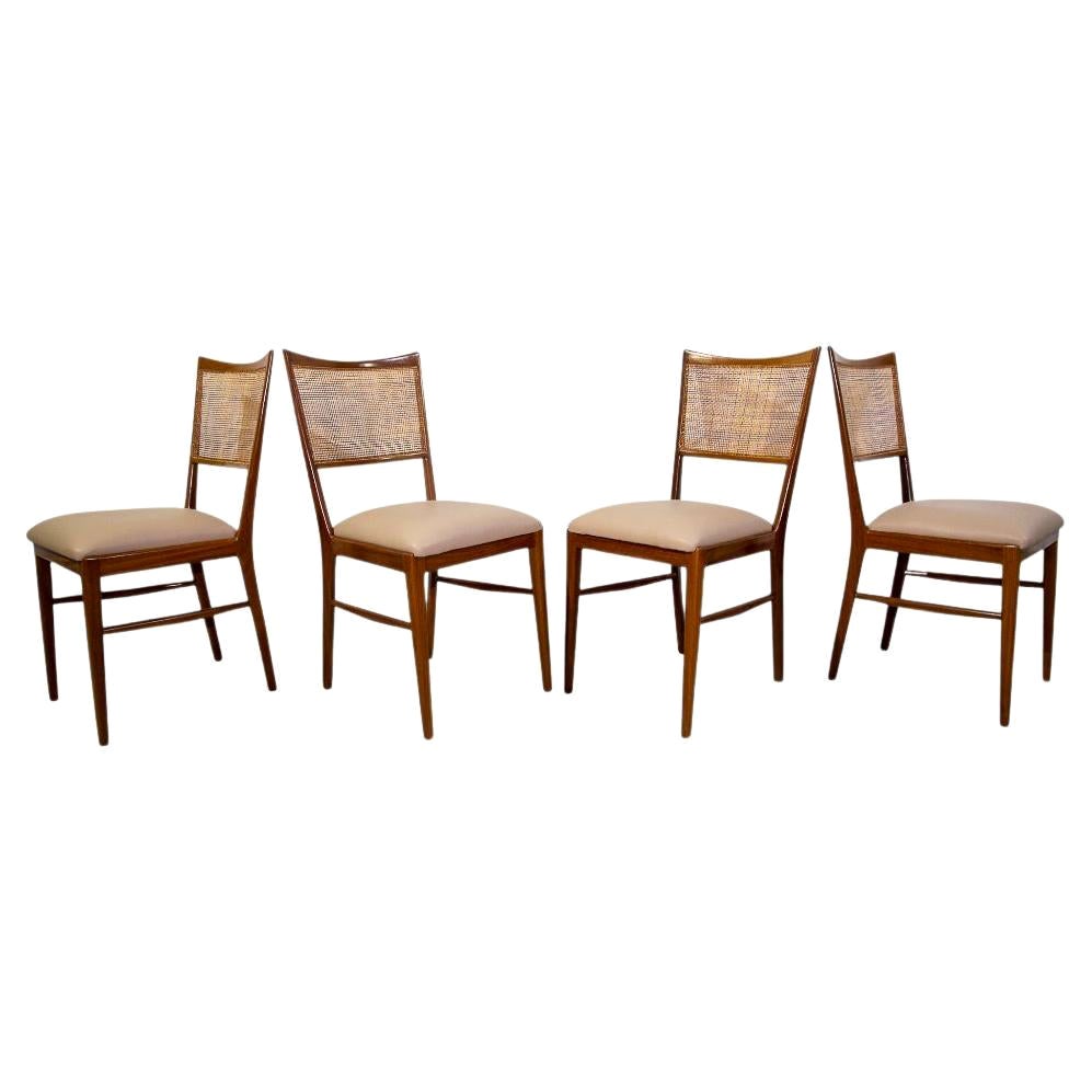 Mid Century Modern Dining Chairs in Hardwood and Cane, Brazil, 1960s
