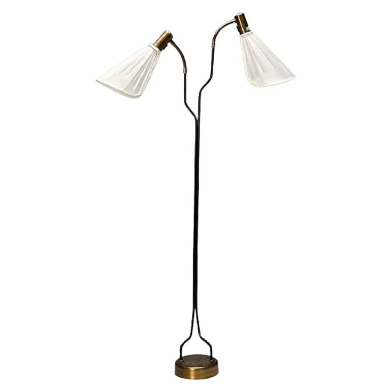 Swedish Mid-Century Modern, Organic Floor Lamp, Black Lacquer, Sweden, 2000s For Sale