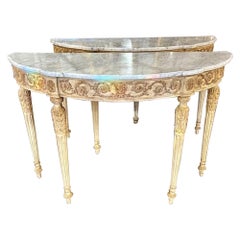 Vintage Italian Carved Demi-lune Consoles