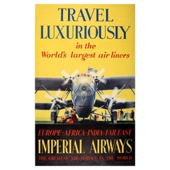 Original Vintage Travel Poster Imperial Airways Travel Luxuriously Heracles