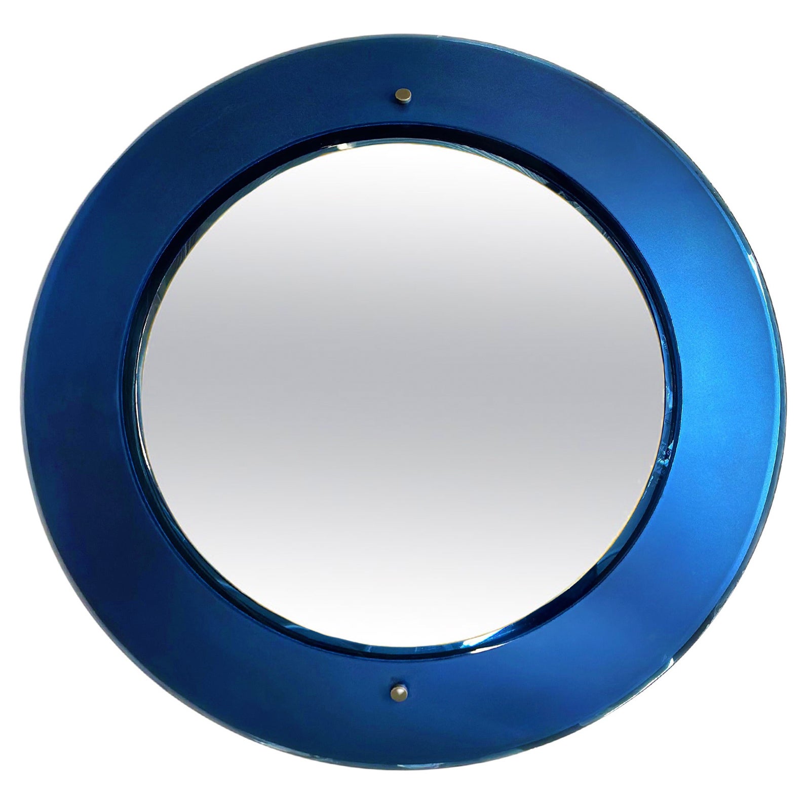 Vintage Cobalt Blue Murano Glass Mirror by Max Ingrand for Fontana Arte For Sale