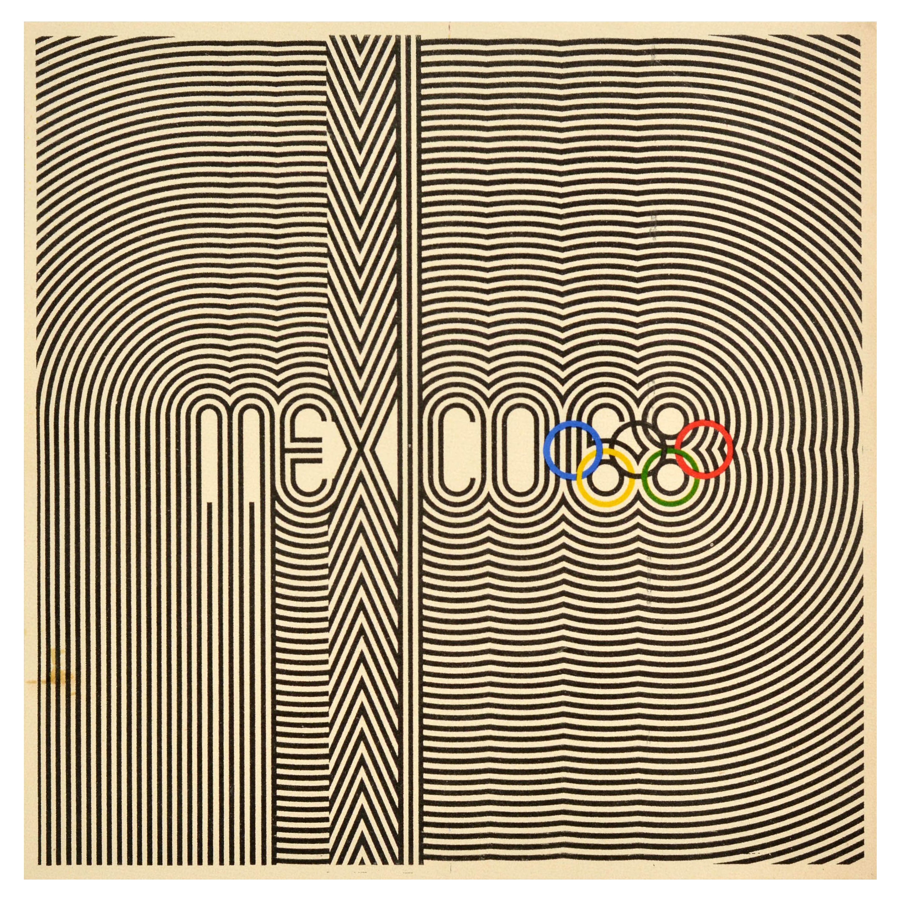 Original Vintage Sport Poster Mexico Olympic Games 1968 Logo Lance Wyman Design For Sale