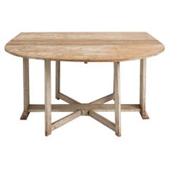 18th c. Swedish Gustavian Original Paint Gate Leg - Drop Leaf Table and Console