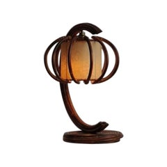 Louis Sognot Table Lamp, Rattan, France c. 1950s