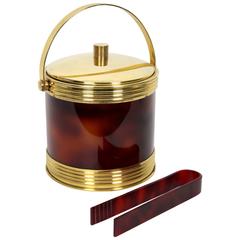 Mid-Century Modern Faux Carey and Brass Ice Bucket 12