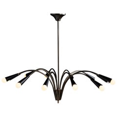 Black Metal & Brass Chandelier, Made in Italy