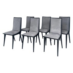 Used Annibale Colombo Mobilidea Lacquered Suede Dining Chairs, Set of 6  