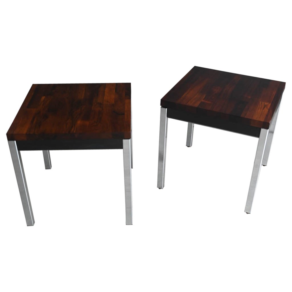 Rosewood Parquet Side Tables by David Parmelee for Founders, ca. 1970 For Sale