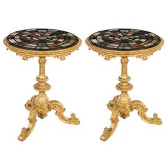 Mid-19th Century Specimen Marble-Top Carved Giltwood Table Mid-19th Century Specimen Marble-Top Carved Giltwood Table