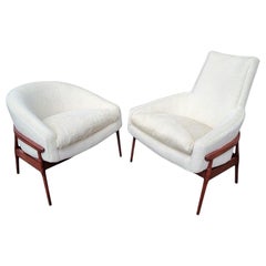 MCM Lawrence Peabody Style High & Low  Fauteuils-lits à dossier nouvellement rembourrés - Lot de 2