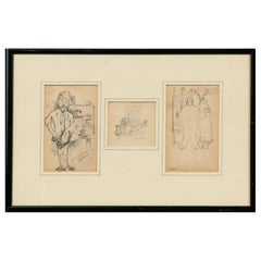 Antique 3 Drawings by a Boston Artist, Signed Early 20th Century, D3